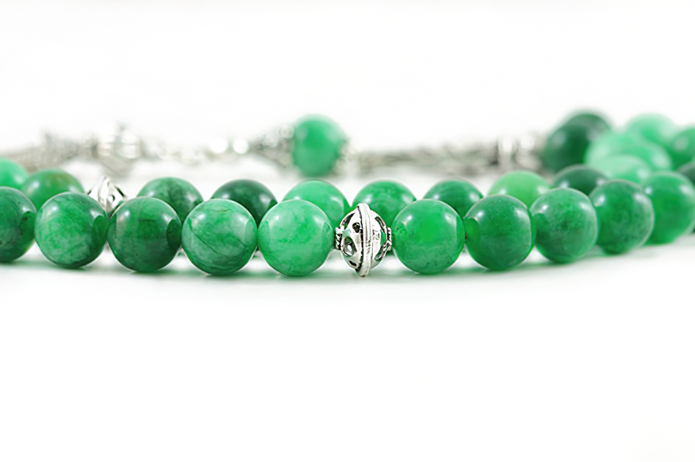 Jade Prayer Beads with Sterling Silver components - Misbaha - Subha ...