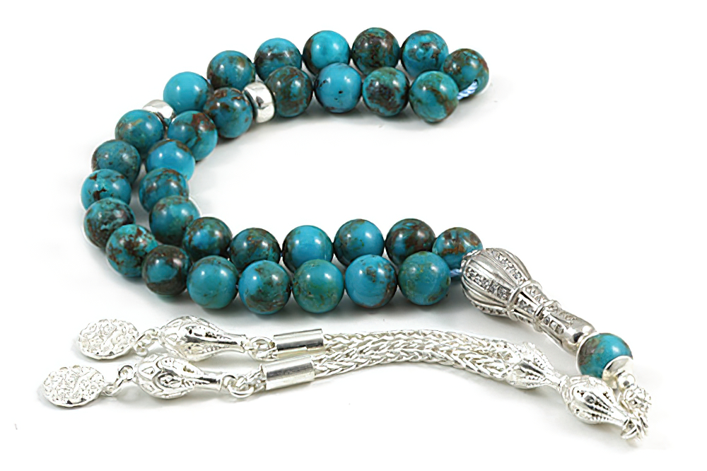 Turquoise Prayer Beads with Sterling Silver Components - Misbaha ...