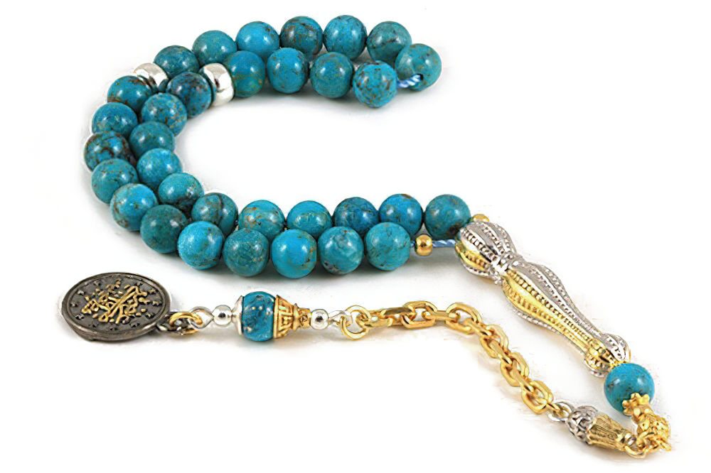 Turquoise Prayer Beads with Sterling Silver components – Misbaha ...